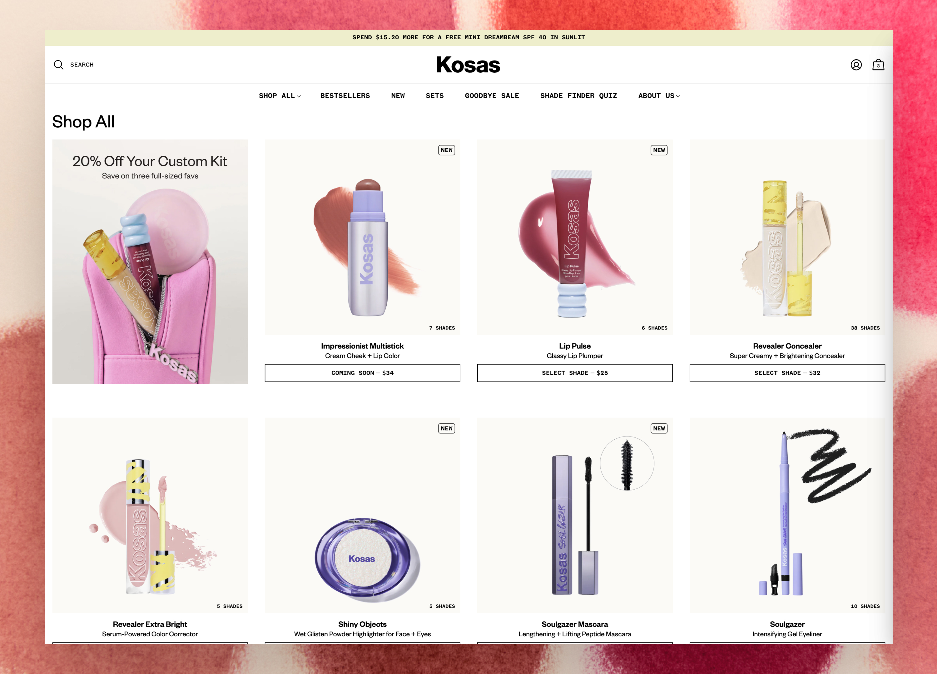 Kosas.com collection page