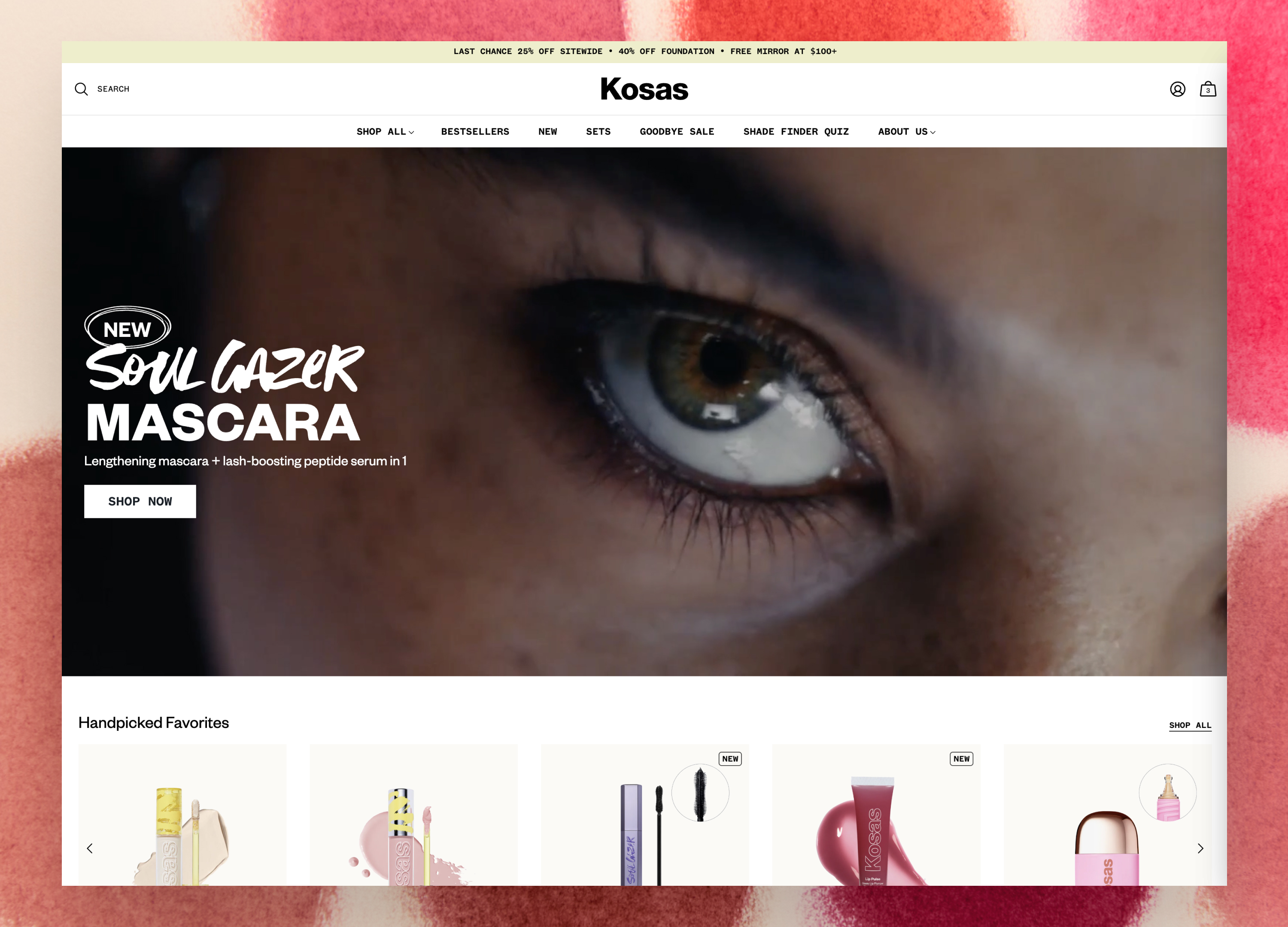 Kosas.com home — current production